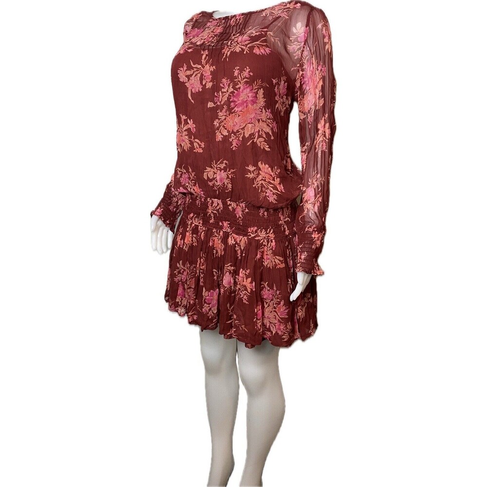 F. Sundance Dress  M Floral Multicolor Long Sleeve Round Neck. NWT